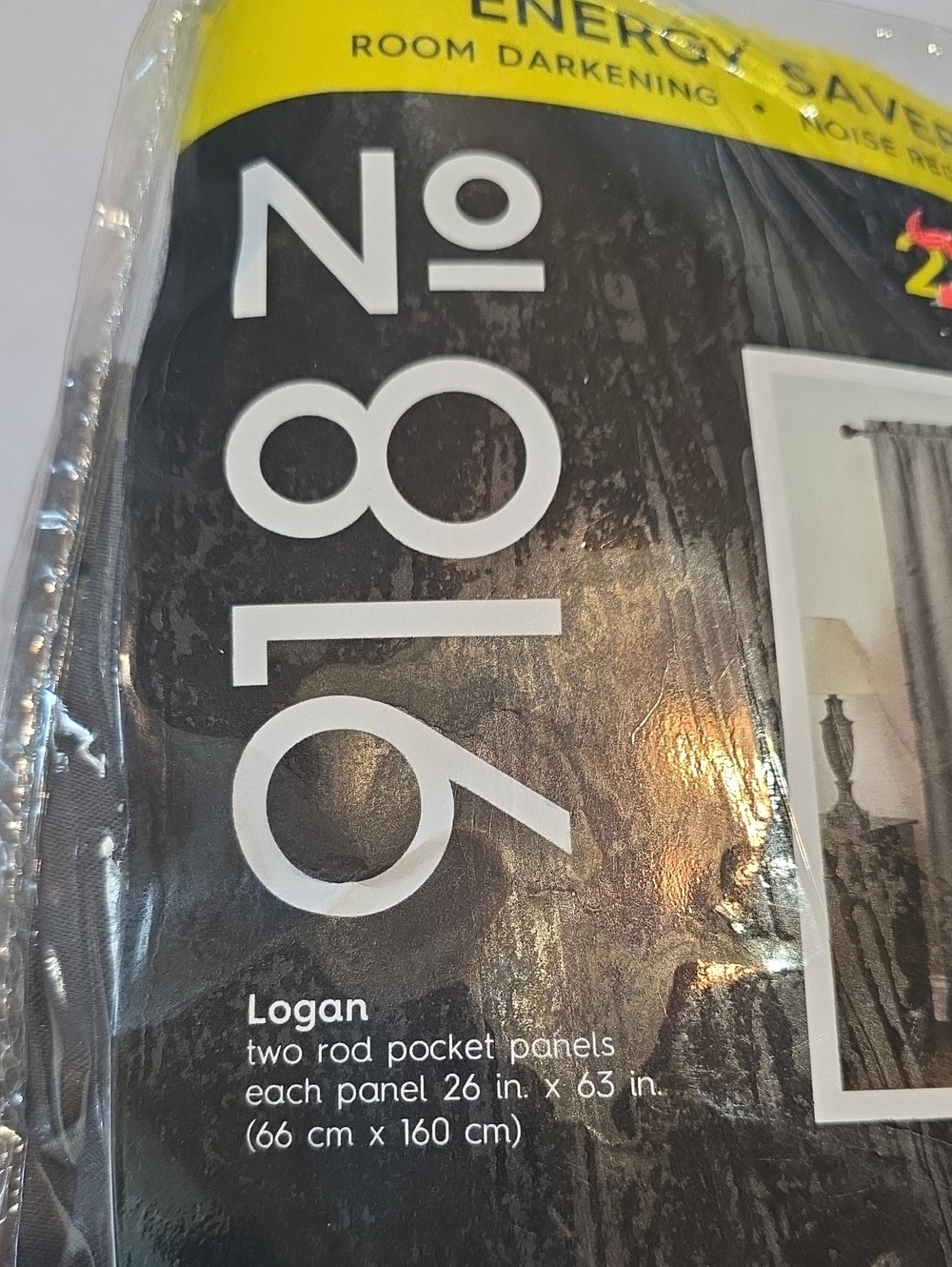 No. 918 New Pair Pocket Rod Blackout Curtains Logan Gray 52x63 - Picture 3 of 4